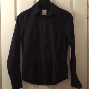 BROOKS BROTHERS Navy Non-Iron Stretch Button Down